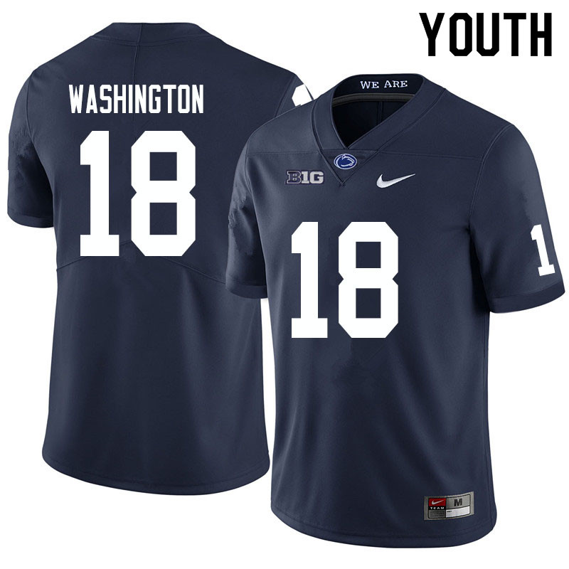 NCAA Nike Youth Penn State Nittany Lions Parker Washington #18 College Football Authentic Navy Stitched Jersey JWO3398MR
